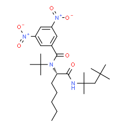 ChemSpider 2D Image | N-(2-Methyl-2-propanyl)-3,5-dinitro-N-{(2S)-1-oxo-1-[(2,4,4-trimethyl-2-pentanyl)amino]-2-heptanyl}benzamide | C26H42N4O6