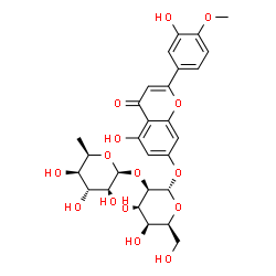 ChemSpider 2D Image | 5-Hydroxy-2-(3-hydroxy-4-methoxyphenyl)-4-oxo-4H-chromen-7-yl 2-O-(6-deoxy-beta-D-gulopyranosyl)-alpha-L-talopyranoside | C28H32O15