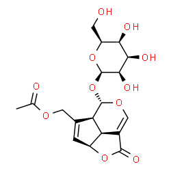 ChemSpider 2D Image | [(2aS,4aS,5S,7bS)-1-Oxo-5-(beta-L-talopyranosyloxy)-2a,4a,5,7b-tetrahydro-1H-2,6-dioxacyclopenta[cd]inden-4-yl]methyl acetate | C18H22O11