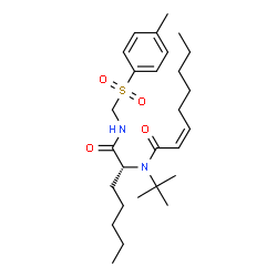 ChemSpider 2D Image | (2Z)-N-[(2R)-1-({[(4-Methylphenyl)sulfonyl]methyl}amino)-1-oxo-2-heptanyl]-N-(2-methyl-2-propanyl)-2-octenamide | C27H44N2O4S