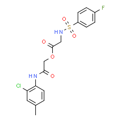 ChemSpider 2D Image | 2-[(2-Chloro-4-methylphenyl)amino]-2-oxoethyl N-[(4-fluorophenyl)sulfonyl]glycinate | C17H16ClFN2O5S