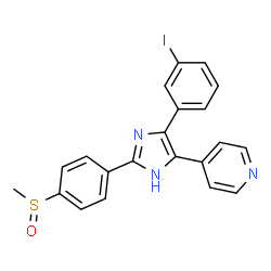 ChemSpider 2D Image | 4-{4-(3-Iodophenyl)-2-[4-(methylsulfinyl)phenyl]-1H-imidazol-5-yl}pyridine | C21H16IN3OS
