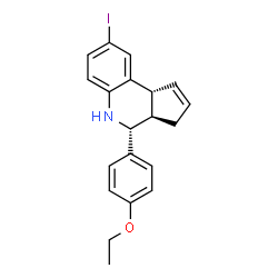 ChemSpider 2D Image | (3aR,4R,9bR)-4-(4-Ethoxyphenyl)-8-iodo-3a,4,5,9b-tetrahydro-3H-cyclopenta[c]quinoline | C20H20INO