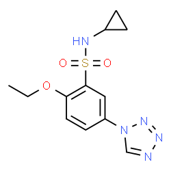 ChemSpider 2D Image | Benzenesulfonamide, N-cyclopropyl-2-ethoxy-5-(tetrazol-1-yl)- | C12H15N5O3S
