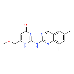 ChemSpider 2D Image | 6-(Methoxymethyl)-2-[(4,6,8-trimethyl-2-quinazolinyl)amino]-4(1H)-pyrimidinone | C17H19N5O2