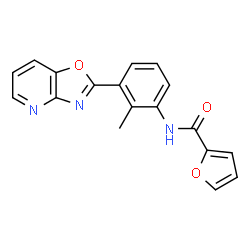 ChemSpider 2D Image | N-[2-Methyl-3-([1,3]oxazolo[4,5-b]pyridin-2-yl)phenyl]-2-furamide | C18H13N3O3