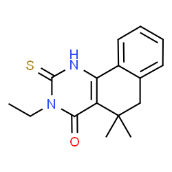 ChemSpider 2D Image | 3-Ethyl-5,5-dimethyl-2-thioxo-2,3,5,6-tetrahydrobenzo[h]quinazolin-4(1H)-one | C16H18N2OS