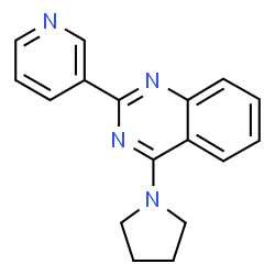 ChemSpider 2D Image | 2-(3-Pyridinyl)-4-(1-pyrrolidinyl)quinazoline | C17H16N4