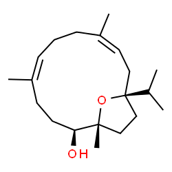 ChemSpider 2D Image | (1R,2S,5Z,9Z,12S)-12-Isopropyl-1,5,9-trimethyl-15-oxabicyclo[10.2.1]pentadeca-5,9-dien-2-ol | C20H34O2