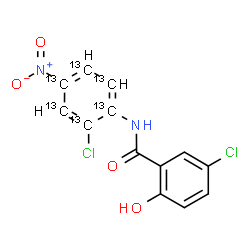 ChemSpider 2D Image | 5-Chloro-N-[2-chloro-4-nitro(~13~C_6_)phenyl]-2-hydroxybenzamide | C713C6H8Cl2N2O4