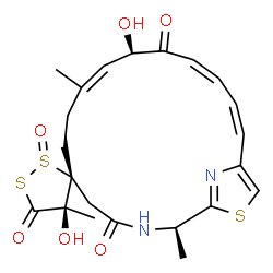 ChemSpider 2D Image | (2'R,3R,4R,9'Z,11'R,13'Z,15'Z)-4,11'-Dihydroxy-2',4,9'-trimethyl-4'H,5H,12'H-spiro[1,2-dithiolane-3,6'-[19]thia[3,20]diazabicyclo[15.2.1]icosa[1(20),9,13,15,17]pentaene]-4',5,12'-trione 2-oxide | C22H26N2O6S3