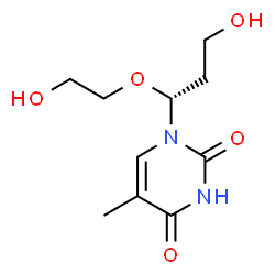 ChemSpider 2D Image | 1-[(1R)-3-Hydroxy-1-(2-hydroxyethoxy)propyl]-5-methyl-2,4(1H,3H)-pyrimidinedione | C10H16N2O5