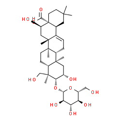 ChemSpider 2D Image | (2beta,3beta,16alpha)-3-(beta-D-Glucopyranosyloxy)-2,16,23-trihydroxyolean-12-en-28-oic acid | C36H58O11