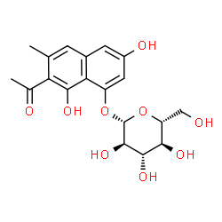 ChemSpider 2D Image | 7-Acetyl-3,8-dihydroxy-6-methyl-1-naphthyl beta-D-glucopyranoside | C19H22O9