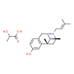 ChemSpider 2D Image | 2-Hydroxypropanoic acid - (1S,9S,13S)-1,13-dimethyl-10-(3-methyl-2-buten-1-yl)-10-azatricyclo[7.3.1.0~2,7~]trideca-2,4,6-trien-4-ol (1:1) | C22H33NO4