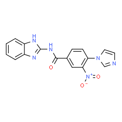 ChemSpider 2D Image | N-(1H-Benzimidazol-2-yl)-4-(1H-imidazol-1-yl)-3-nitrobenzamide | C17H12N6O3