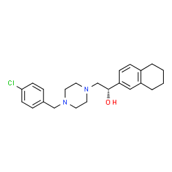 ChemSpider 2D Image | (1S)-2-[4-(4-Chlorobenzyl)-1-piperazinyl]-1-(5,6,7,8-tetrahydro-2-naphthalenyl)ethanol | C23H29ClN2O