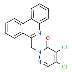 ChemSpider 2D Image | 4,5-Dichloro-2-(6-phenanthridinylmethyl)-3(2H)-pyridazinone | C18H11Cl2N3O