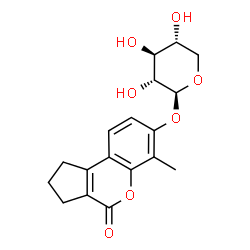 ChemSpider 2D Image | 6-Methyl-4-oxo-1,2,3,4-tetrahydrocyclopenta[c]chromen-7-yl beta-D-xylopyranoside | C18H20O7