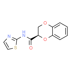 ChemSpider 2D Image | (2R)-N-(1,3-Thiazol-2-yl)-2,3-dihydro-1,4-benzodioxine-2-carboxamide | C12H10N2O3S