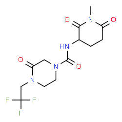 ChemSpider 2D Image | N-(1-Methyl-2,6-dioxo-3-piperidinyl)-3-oxo-4-(2,2,2-trifluoroethyl)-1-piperazinecarboxamide | C13H17F3N4O4