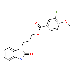 ChemSpider 2D Image | 3-(2-Oxo-2,3-dihydro-1H-benzimidazol-1-yl)propyl 3-fluoro-4-methoxybenzoate | C18H17FN2O4