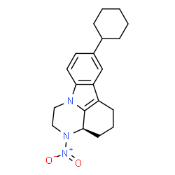 ChemSpider 2D Image | (3aR)-8-Cyclohexyl-3-nitro-2,3,3a,4,5,6-hexahydro-1H-pyrazino[3,2,1-jk]carbazole | C20H25N3O2
