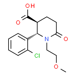 ChemSpider 2D Image | (2S,3S)-2-(2-Chlorophenyl)-1-(2-methoxyethyl)-6-oxo-3-piperidinecarboxylic acid | C15H18ClNO4