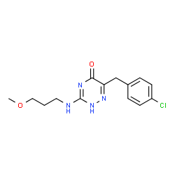 ChemSpider 2D Image | 6-(4-Chlorobenzyl)-3-[(3-methoxypropyl)amino]-1,2,4-triazin-5(2H)-one | C14H17ClN4O2