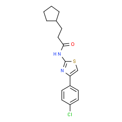 ChemSpider 2D Image | N-[4-(4-Chlorophenyl)-1,3-thiazol-2-yl]-3-cyclopentylpropanamide | C17H19ClN2OS