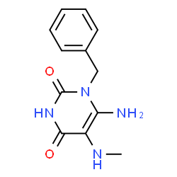 ChemSpider 2D Image | 6-Amino-1-benzyl-5-methylamino-1H-pyrimidine-2,4-dione | C12H14N4O2