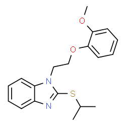 ChemSpider 2D Image | 2-(Isopropylsulfanyl)-1-[2-(2-methoxyphenoxy)ethyl]-1H-benzimidazole | C19H22N2O2S