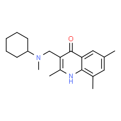 ChemSpider 2D Image | 3-{[Cyclohexyl(methyl)amino]methyl}-2,6,8-trimethylquinolin-4-ol | C20H28N2O