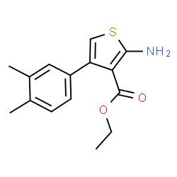 ChemSpider 2D Image | Ethyl 2-amino-4-(3,4-dimethylphenyl)-3-thiophenecarboxylate | C15H17NO2S