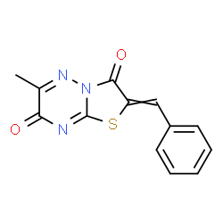 ChemSpider 2D Image | 2-Benzylidene-6-methyl-7H-[1,3]thiazolo[3,2-b][1,2,4]triazine-3,7(2H)-dione | C13H9N3O2S