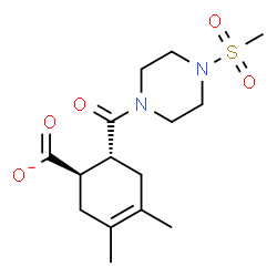 ChemSpider 2D Image | (1R,6R)-3,4-Dimethyl-6-{[4-(methylsulfonyl)-1-piperazinyl]carbonyl}-3-cyclohexene-1-carboxylate | C15H23N2O5S
