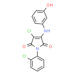 ChemSpider 2D Image | 3-Chloro-1-(2-chlorophenyl)-4-[(3-hydroxyphenyl)amino]-1H-pyrrole-2,5-dione | C16H10Cl2N2O3