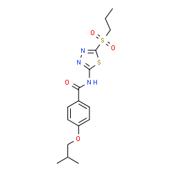 ChemSpider 2D Image | 4-Isobutoxy-N-[5-(propylsulfonyl)-1,3,4-thiadiazol-2-yl]benzamide | C16H21N3O4S2
