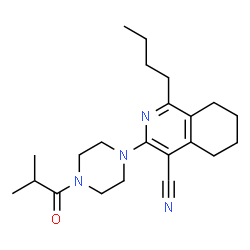 ChemSpider 2D Image | 1-Butyl-3-(4-isobutyryl-1-piperazinyl)-5,6,7,8-tetrahydro-4-isoquinolinecarbonitrile | C22H32N4O