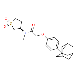 ChemSpider 2D Image | 2-[4-(Adamantan-1-yl)phenoxy]-N-[(3R)-1,1-dioxidotetrahydro-3-thiophenyl]-N-methylacetamide | C23H31NO4S