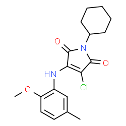 ChemSpider 2D Image | 3-Chloro-1-cyclohexyl-4-[(2-methoxy-5-methylphenyl)amino]-1H-pyrrole-2,5-dione | C18H21ClN2O3