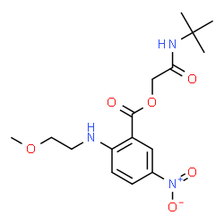 ChemSpider 2D Image | 2-[(2-Methyl-2-propanyl)amino]-2-oxoethyl 2-[(2-methoxyethyl)amino]-5-nitrobenzoate | C16H23N3O6