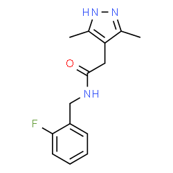 ChemSpider 2D Image | 2-(3,5-Dimethyl-1H-pyrazol-4-yl)-N-(2-fluorobenzyl)acetamide | C14H16FN3O