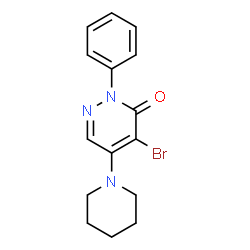 ChemSpider 2D Image | 4-bromo-2-phenyl-5-(1-piperidinyl)-3-pyridazinone | C15H16BrN3O
