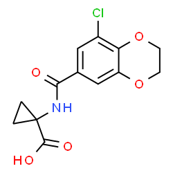 ChemSpider 2D Image | 1-{[(8-Chloro-2,3-dihydro-1,4-benzodioxin-6-yl)carbonyl]amino}cyclopropanecarboxylic acid | C13H12ClNO5