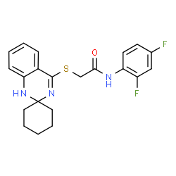 ChemSpider 2D Image | N-(2,4-Difluorophenyl)-2-(1'H-spiro[cyclohexane-1,2'-quinazolin]-4'-ylsulfanyl)acetamide | C21H21F2N3OS