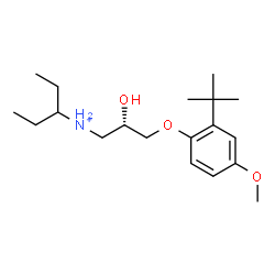 ChemSpider 2D Image | N-{(2S)-2-Hydroxy-3-[4-methoxy-2-(2-methyl-2-propanyl)phenoxy]propyl}-3-pentanaminium | C19H34NO3