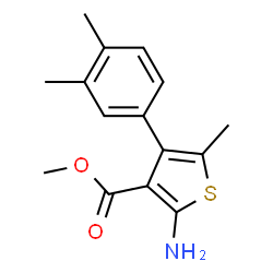 ChemSpider 2D Image | Methyl 2-amino-4-(3,4-dimethylphenyl)-5-methyl-3-thiophenecarboxylate | C15H17NO2S