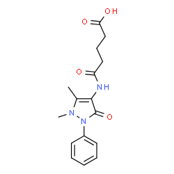 ChemSpider 2D Image | 5-[(1,5-Dimethyl-3-oxo-2-phenyl-2,3-dihydro-1H-pyrazol-4-yl)amino]-5-oxopentanoic acid | C16H19N3O4