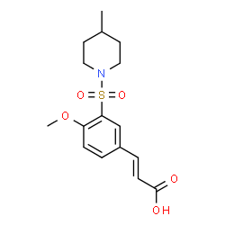 ChemSpider 2D Image | (2E)-3-{4-Methoxy-3-[(4-methyl-1-piperidinyl)sulfonyl]phenyl}acrylic acid | C16H21NO5S